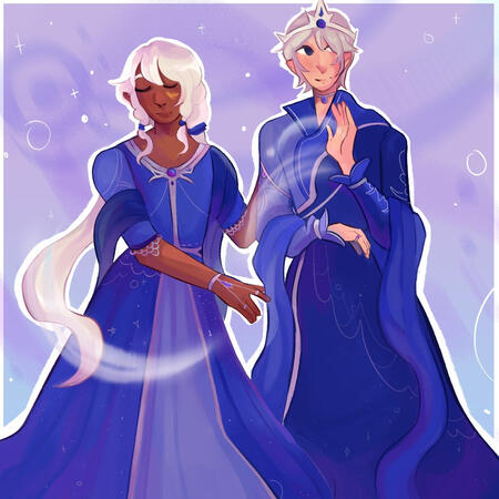 From left to right, Aurora and Zephyr. Illustrated by @hololeap on twt.